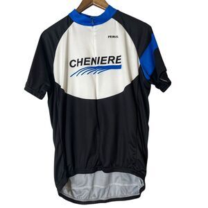Primal White Blue Black Zip Cycling Jersey Mens Sz L Short Sleeve Chenire